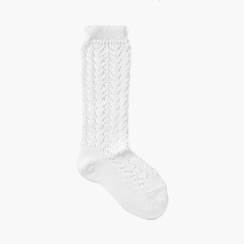 Chaussettes Montantes Perlé Ajourées Blanc