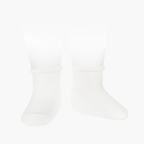 Calcetines Bebé Puño Labrado Blanco
