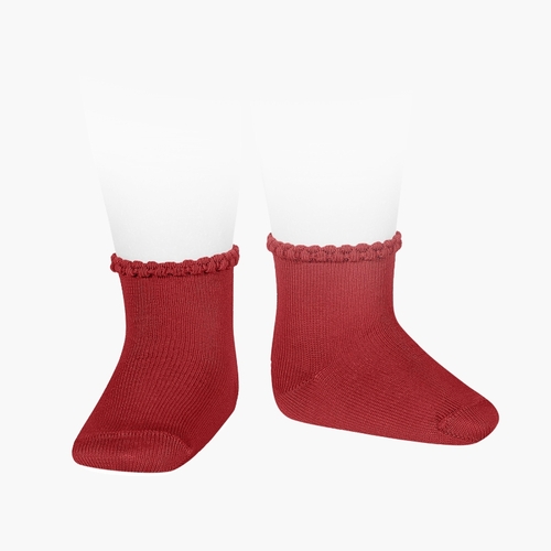 Calcetines Bebé Puño Labrado Rojo