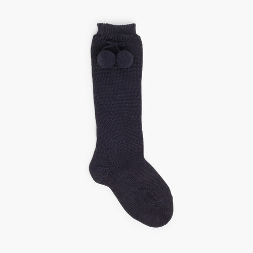 Calcetines Altos Perlé Condor con Borlas Azul Marino