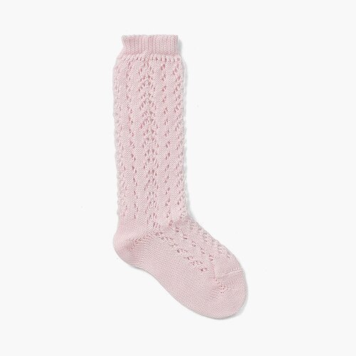 Calcetines Altos Perlé Calados  Rosa