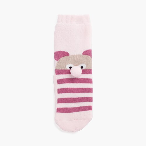 Calcetines antideslizantes rizo pompón oso Rosa