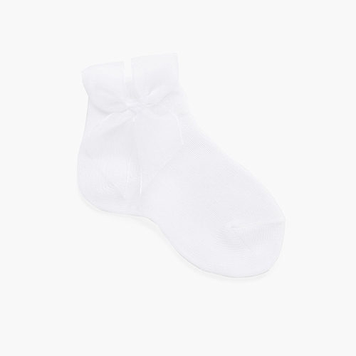 Calcetines lazo organza cortos lisos  Blanco