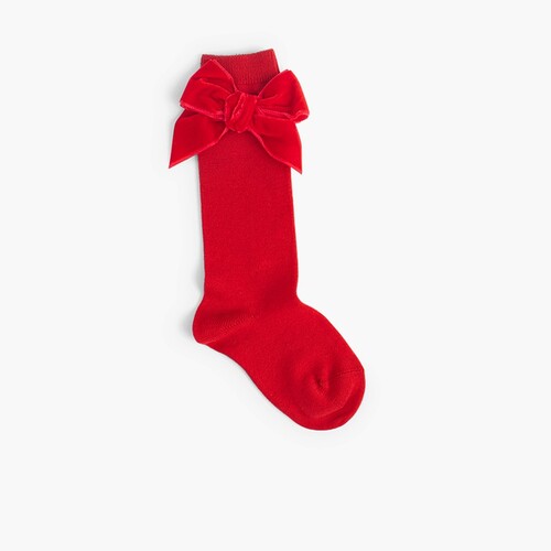 Calcetines niños con lazo terciopelo Rojo