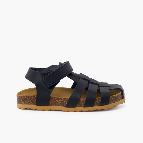 Sandalias Cangrejeras Unisex Piel Suela Bio Azul Marino