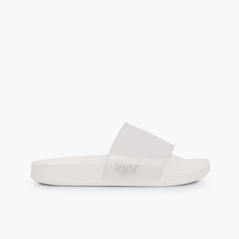 Chanclas piscina niño niña beach cristal Blanco