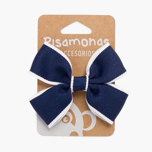 Clip lazo borde blanco Azul Marino