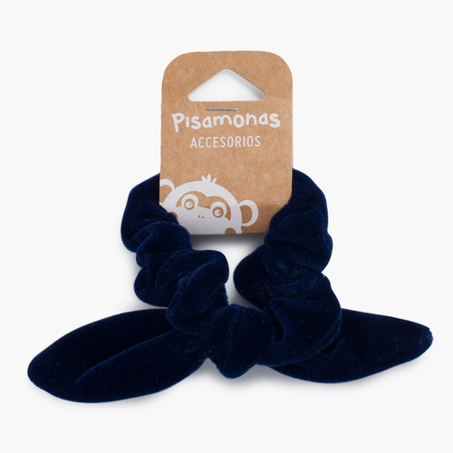 Coletero Scrunchie terciopelo con lazo Azul Marino