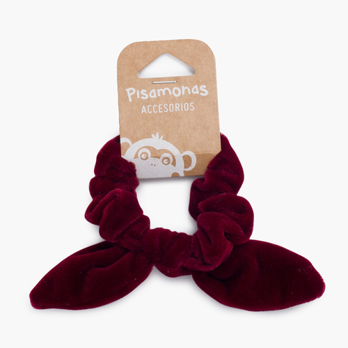 Coletero Scrunchie terciopelo con lazo Burdeos
