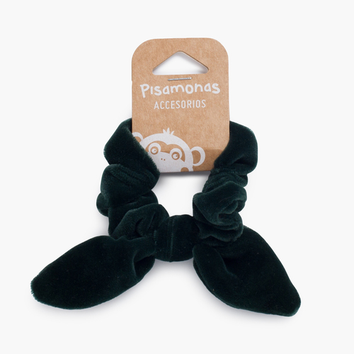 Coletero Scrunchie terciopelo con lazo Verde Botella