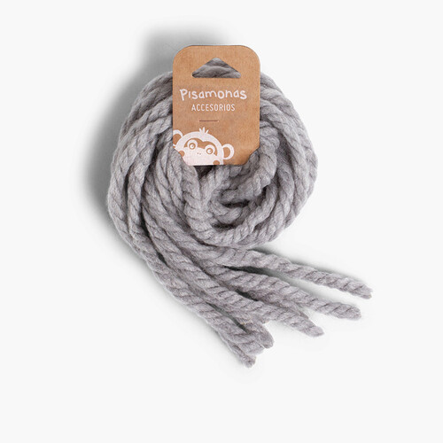 Cordones para el pelo de niña en lana monocolor Gris Claro