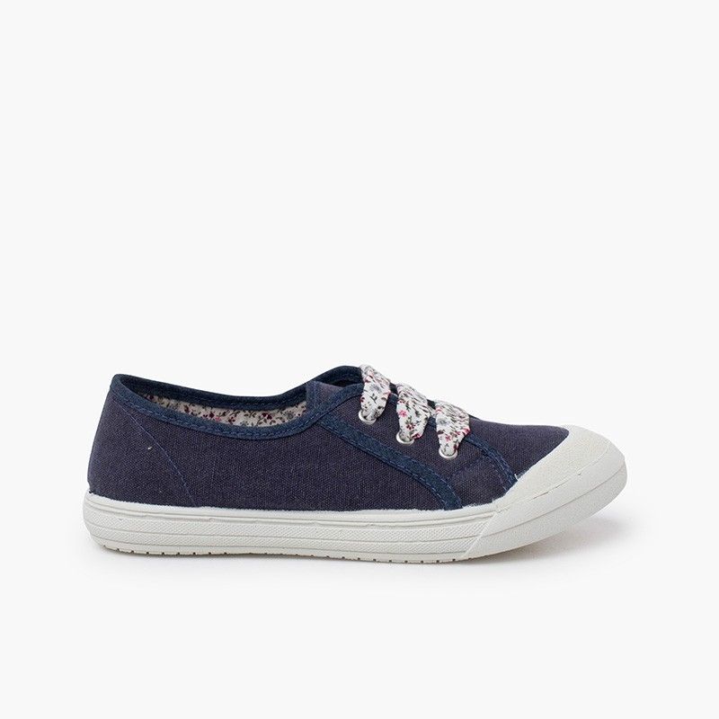 Zapatillas Tela Punta Goma Cordones