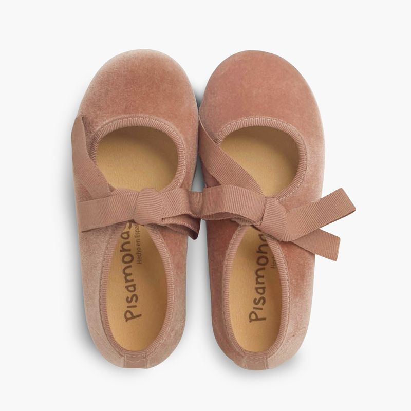 Merceditas terciopelo lazo faya niña