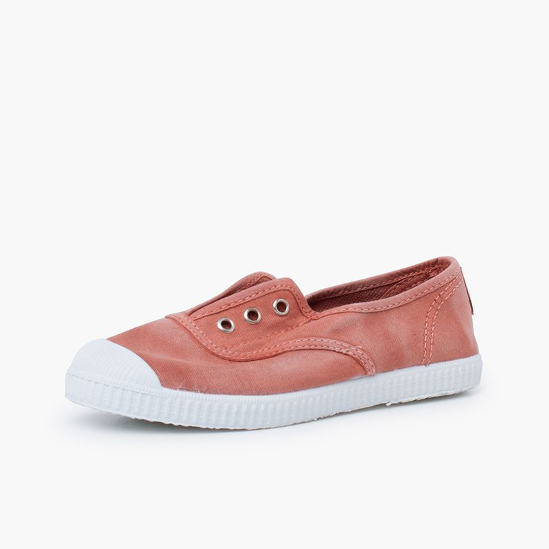 Zapatillas Lona Efecto Desgastado Sin Cordones
