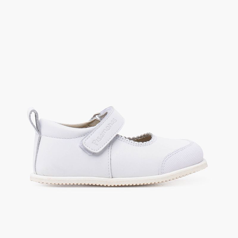 Merceditas piel sport con puntera y cierre adherente