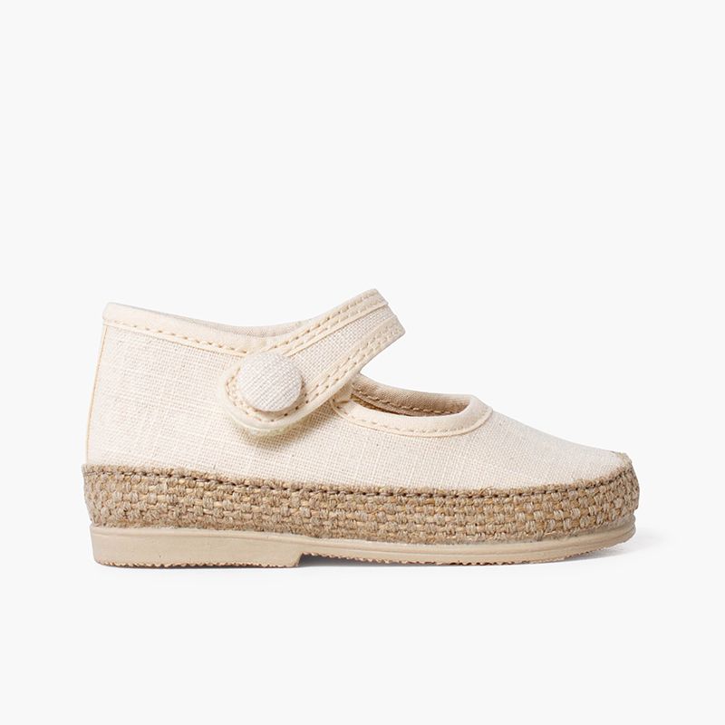 Mercedita bebé lino y yute detalle botón