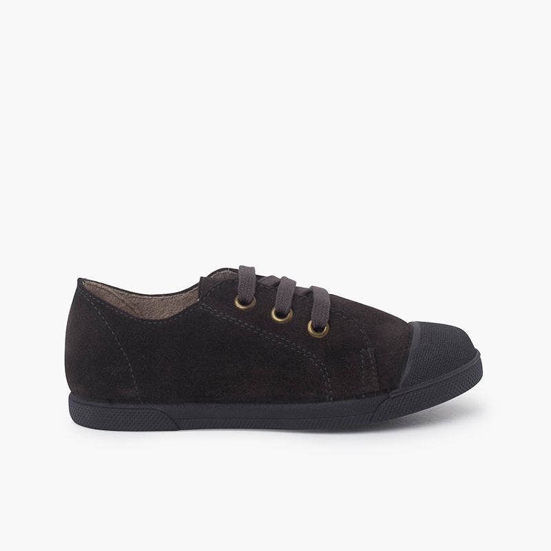 Zapatillas serraje puntera de goma y cordones