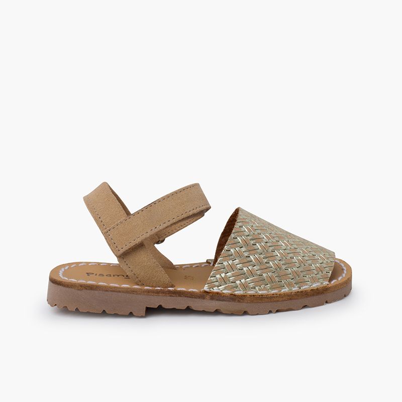 Menorquinas efecto trenzado metalizado