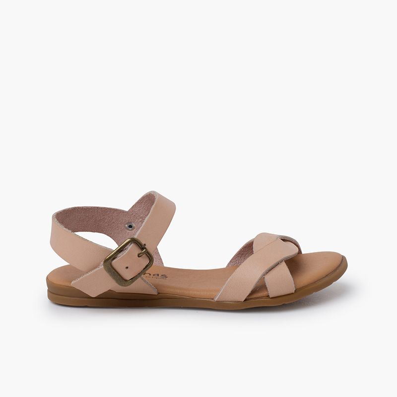 Sandalias niña doble tira entrelazada