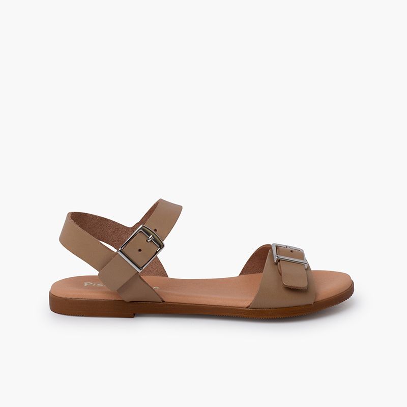 Sandalias niña y mujer. Pala con hebilla ancha