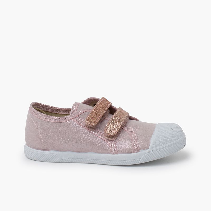 Zapatillas blanditas doble tira adherente brillos