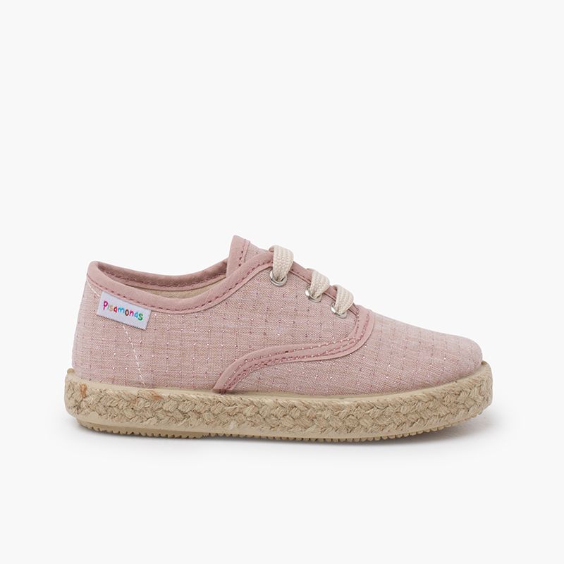 Zapatillas suela yute puntitos brillantes