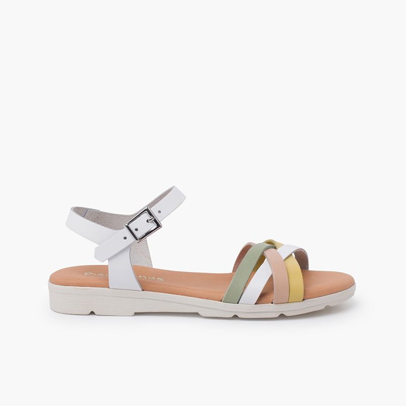 Sandalias hebilla tiras cruzadas colores