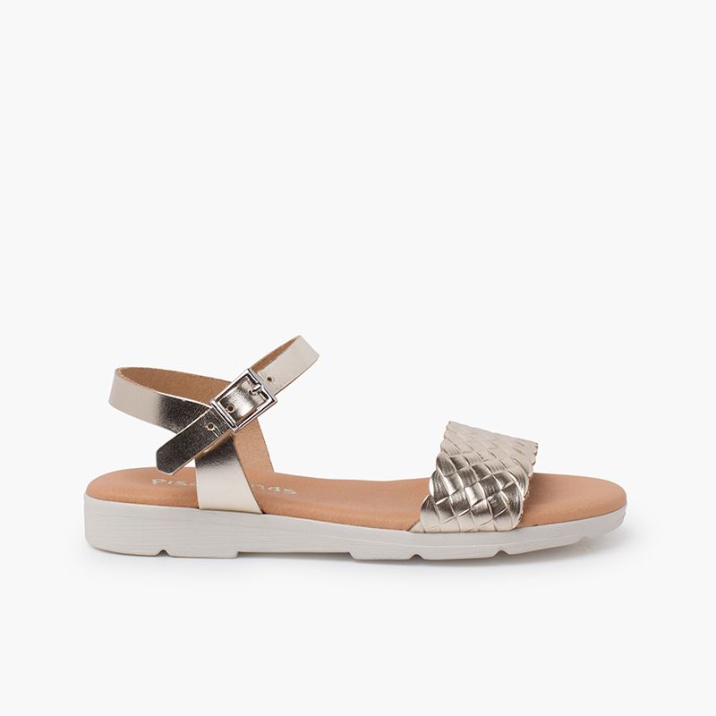 Sandalias hebilla pala trenzada