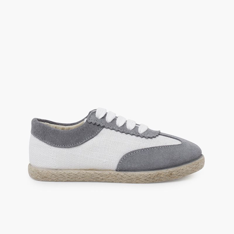 Zapatillas lino y serraje combinadas
