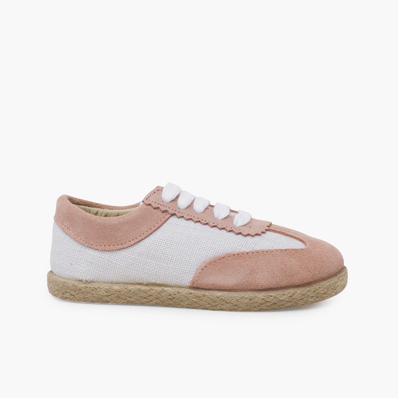 Zapatillas lino y serraje combinadas