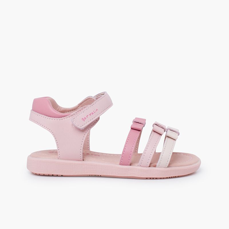 Sandalias niña Garvalin triple tira lacitos