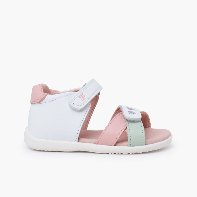 Sandalias niña Garvalín primeros pasos corazones