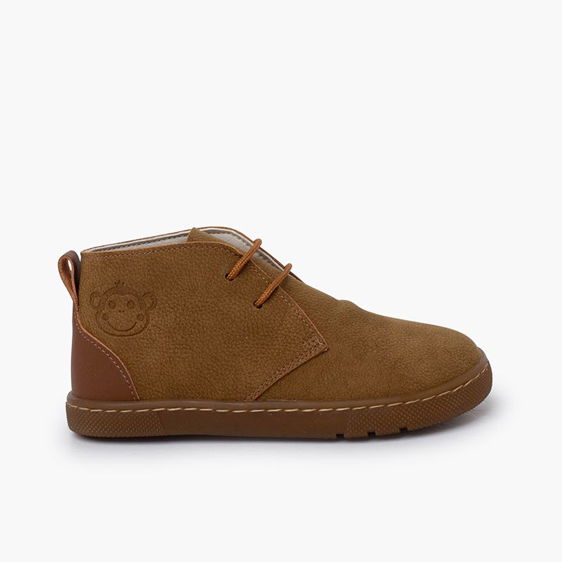 Botas niño barefoot cordones talonera cuero