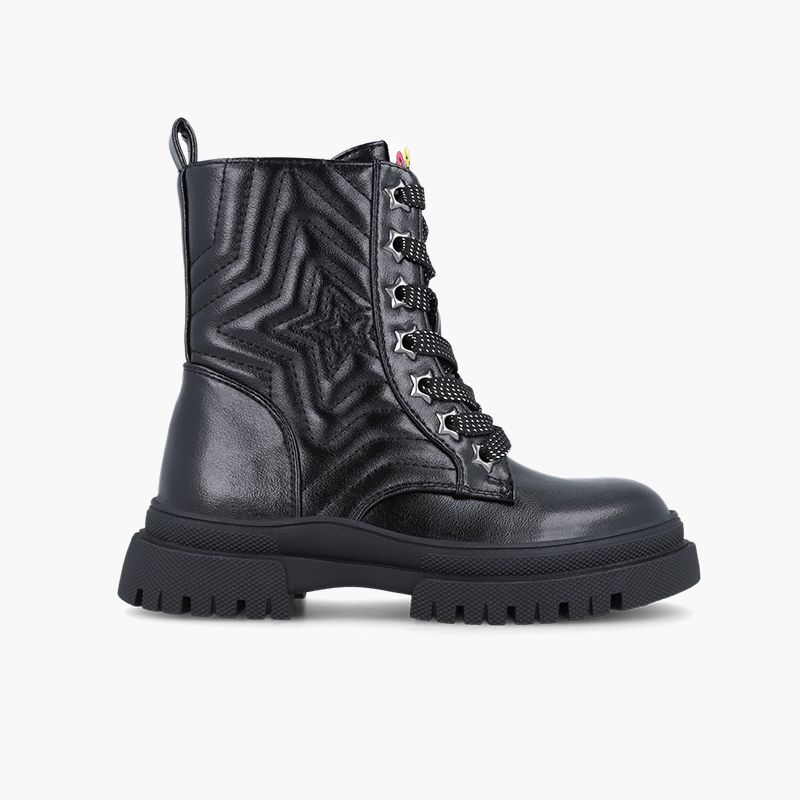 Botas militares estrella cordones glitter