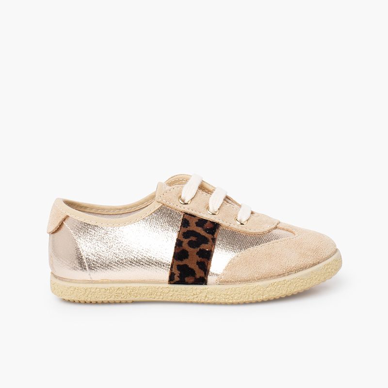 Zapatillas niña cordones detalles metalizados