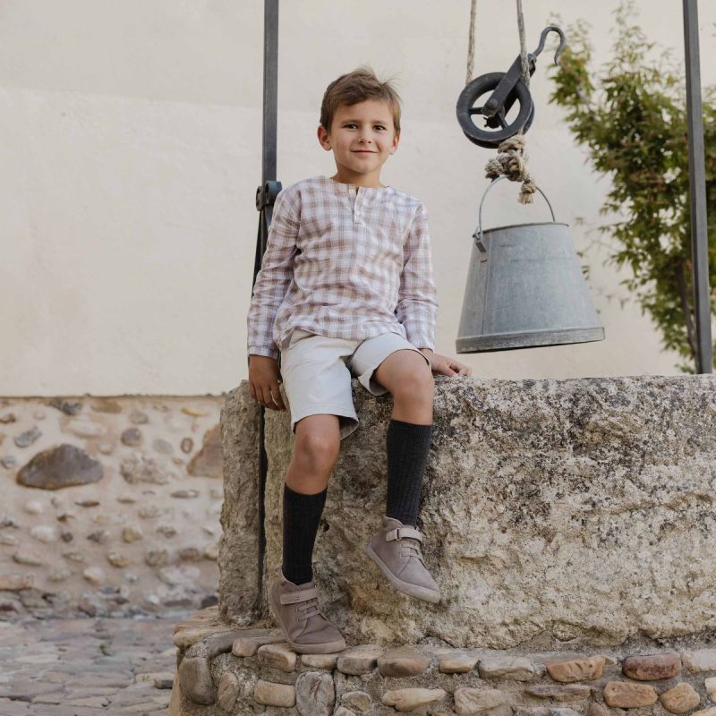 Botas barefoot serraje tira piel y cordones