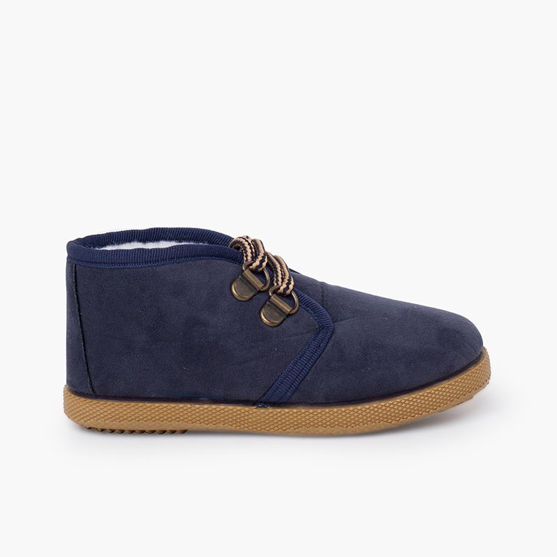 Bottes suède doublure mouton lacets bicolores