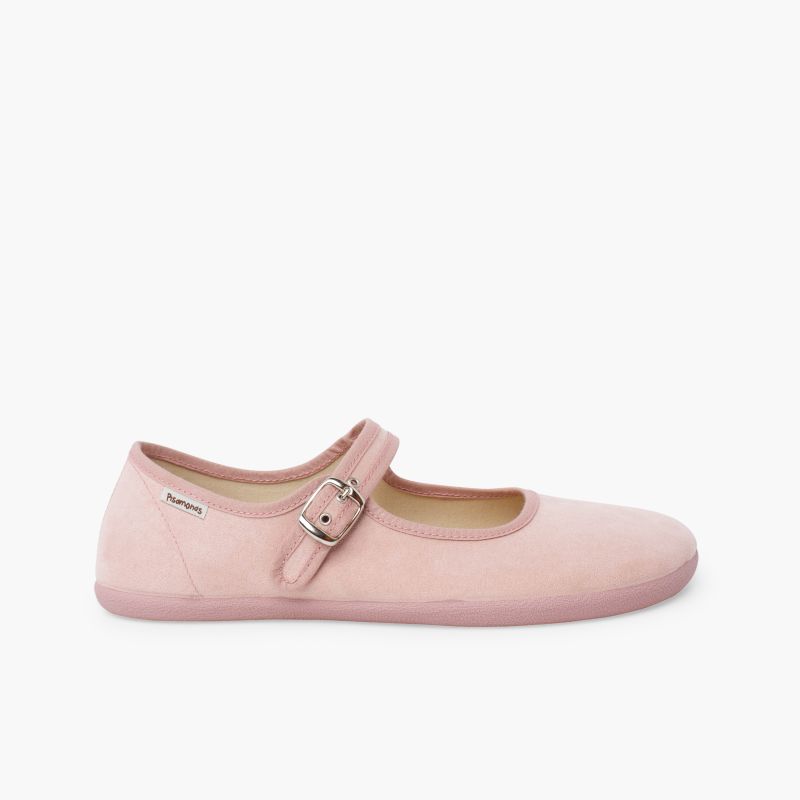 Merceditas barefoot suede hebilla mujer