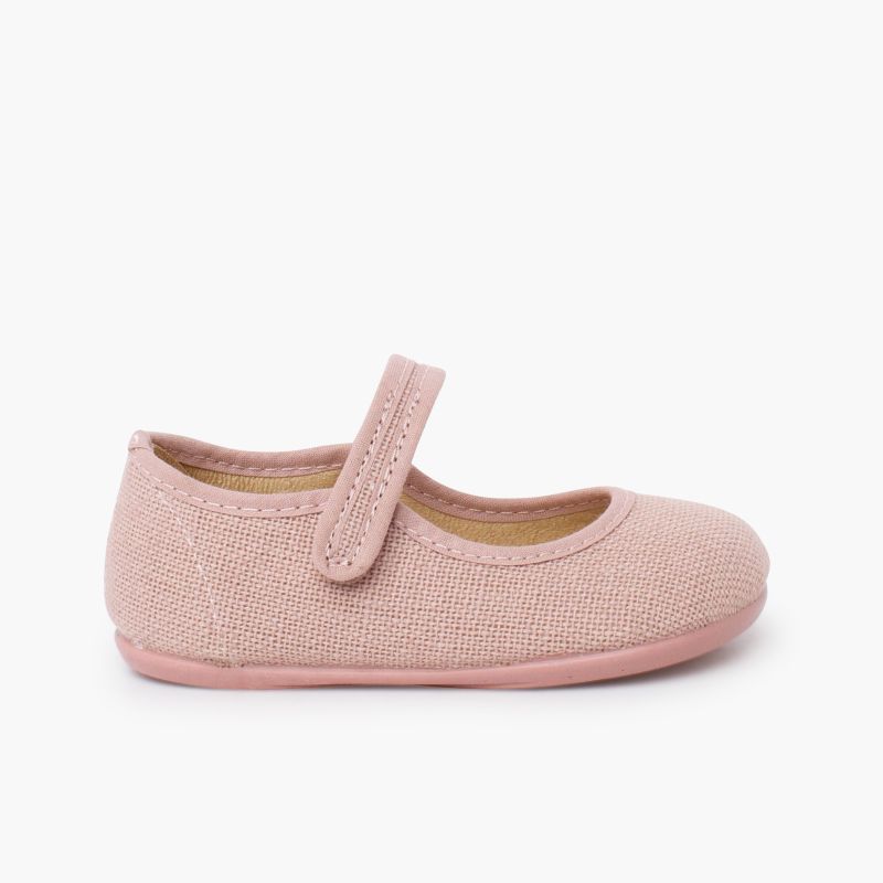 Merceditas barefoot lino cierre adherente