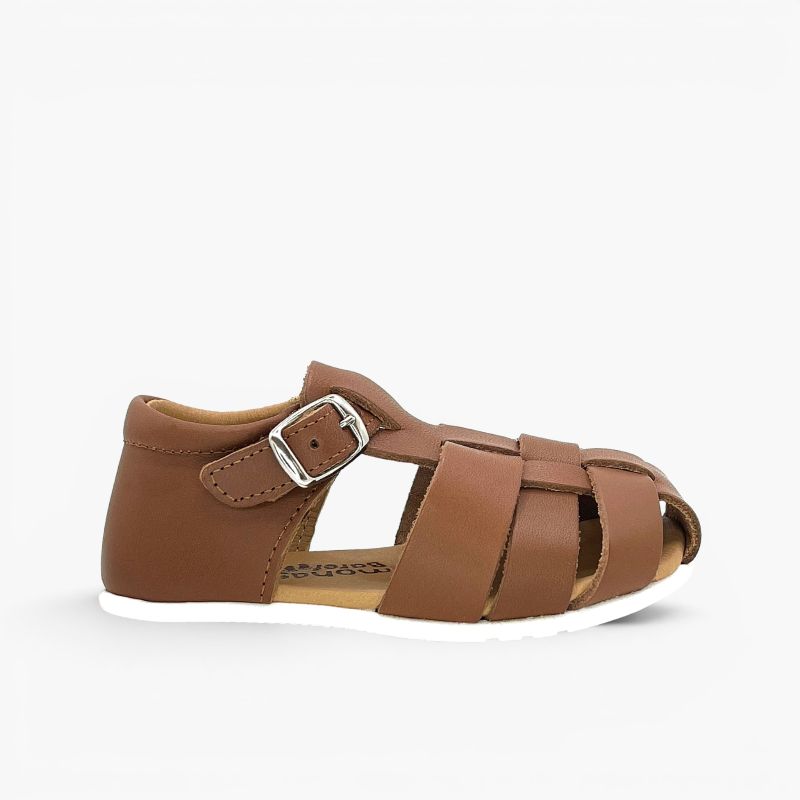 Sandales barefoot fermées cuir garçon