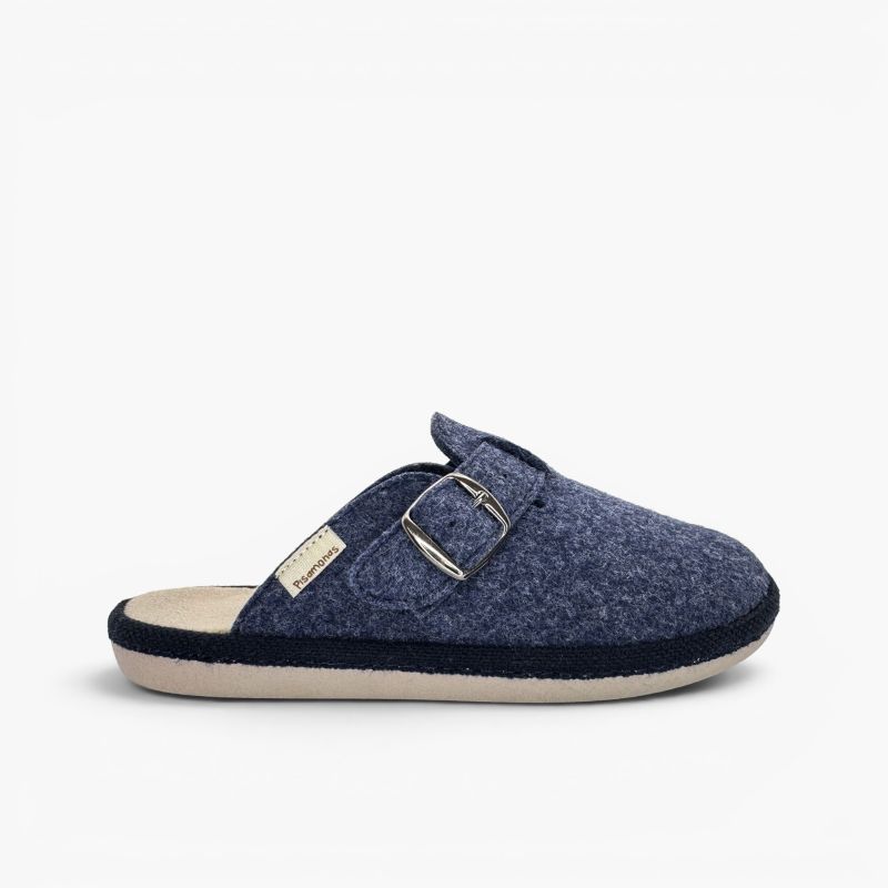 Chaussons type sabot souples feutre boucle