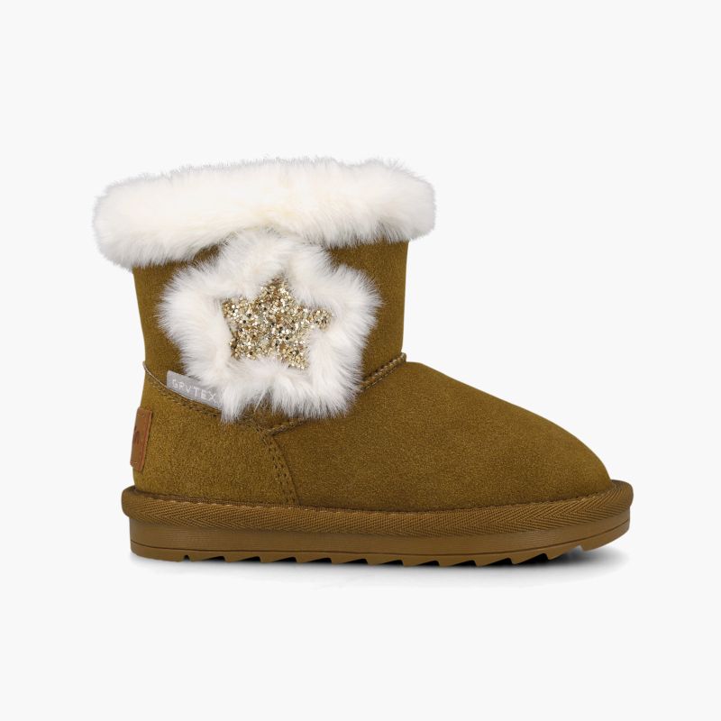 Botas niña tipo australianas estrella glitter