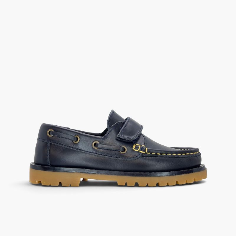 Náuticos niño piel suela track