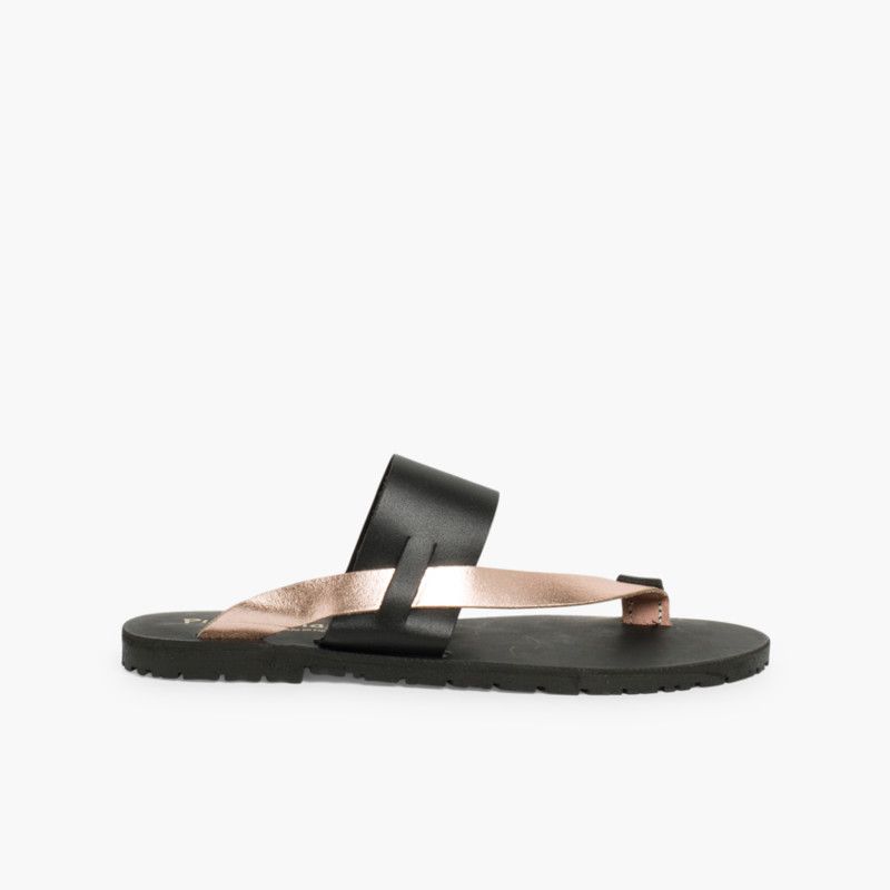 Sandalias de dedo metalizadas niña y mujer 