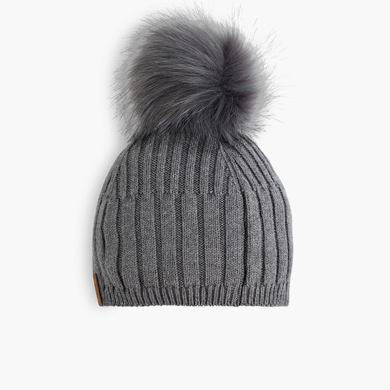 Gorro borla con pompón pelo 