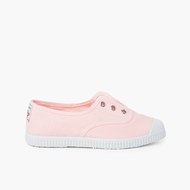 Zapatillas Lona Punta Goma Sin Cordones