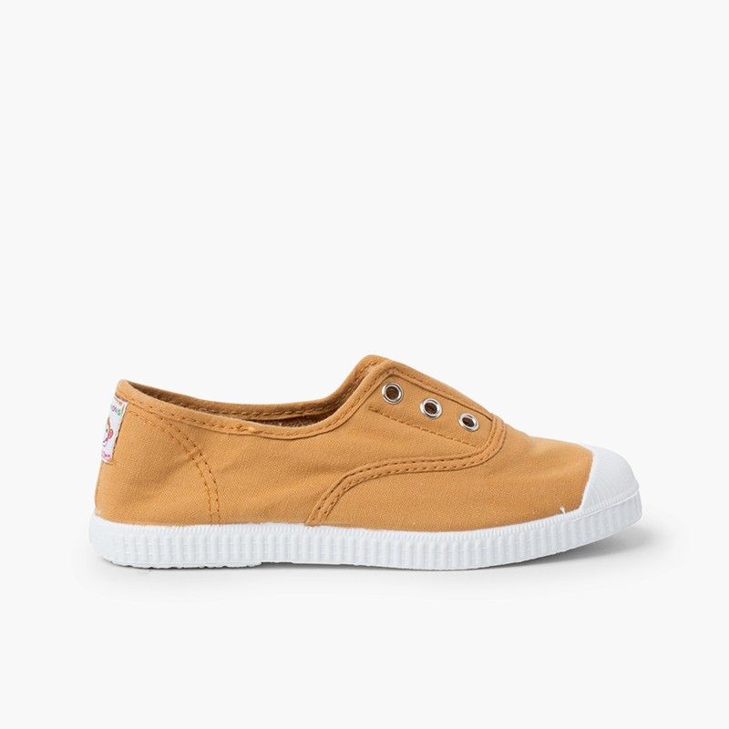 Zapatillas Lona Punta Goma Sin Cordones