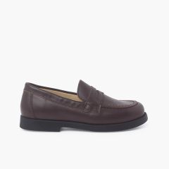 Zapatos Colegiales Escolares Niño Mocasines Marrón
