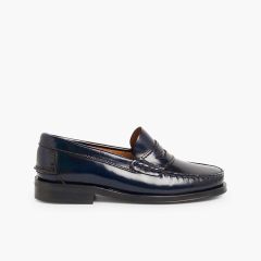 Zapatos castellanos Mocasines de piel para Niño Azul Marino