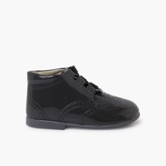 Bota Inglesa/  Zapato Inglés Tipo Charol Gris